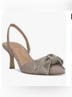 Embellished Slingback Pointed Toe Flats - Silver